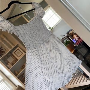 Reformation White and black pokadot dress